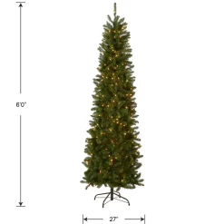 New 6 ft. Pre-Lit Kingswood Fir Pencil Tree with Clear Lights Pencil Slim|Pre-Lit