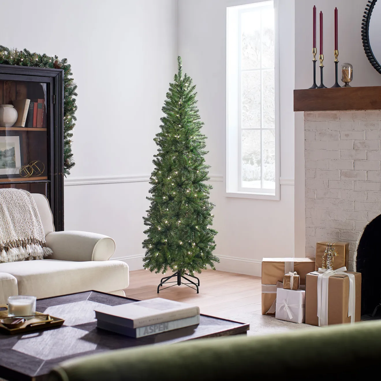 New 6 ft. Pre-Lit Kingswood Fir Pencil Tree with Clear Lights Pencil Slim|Pre-Lit