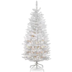 Sale 4.5 ft. Pre-Lit Kingswood Fir White Pencil Tree with Clear Lights Pencil Slim|Pre-Lit