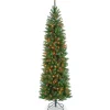 Hot 7.5 ft. Pre-Lit Kingswood Fir Pencil Tree with Multicolor Lights Pencil Slim|Pre-Lit