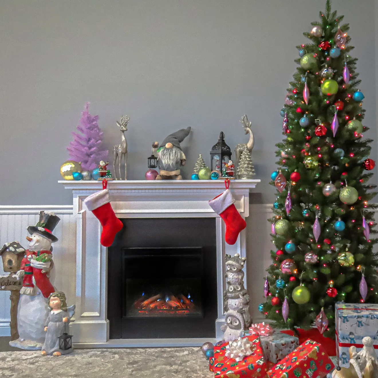 Hot 7.5 ft. Pre-Lit Kingswood Fir Pencil Tree with Multicolor Lights Pencil Slim|Pre-Lit