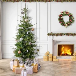 Best 10 ft. Pre-Lit Lark Pine Feel Real Medium Tree with Warm White LED Rice Lights Full|Pre-Lit