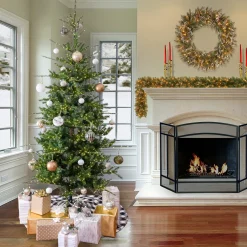 Discount 9 ft. Pre-Lit Lark Pine Medium Tree with Warm White LED Rice Lights Full|Pre-Lit