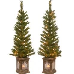 4 ft. Pre-Lit Leigh Valley Tree Set with Clear Lights Entrance|Pre-Lit