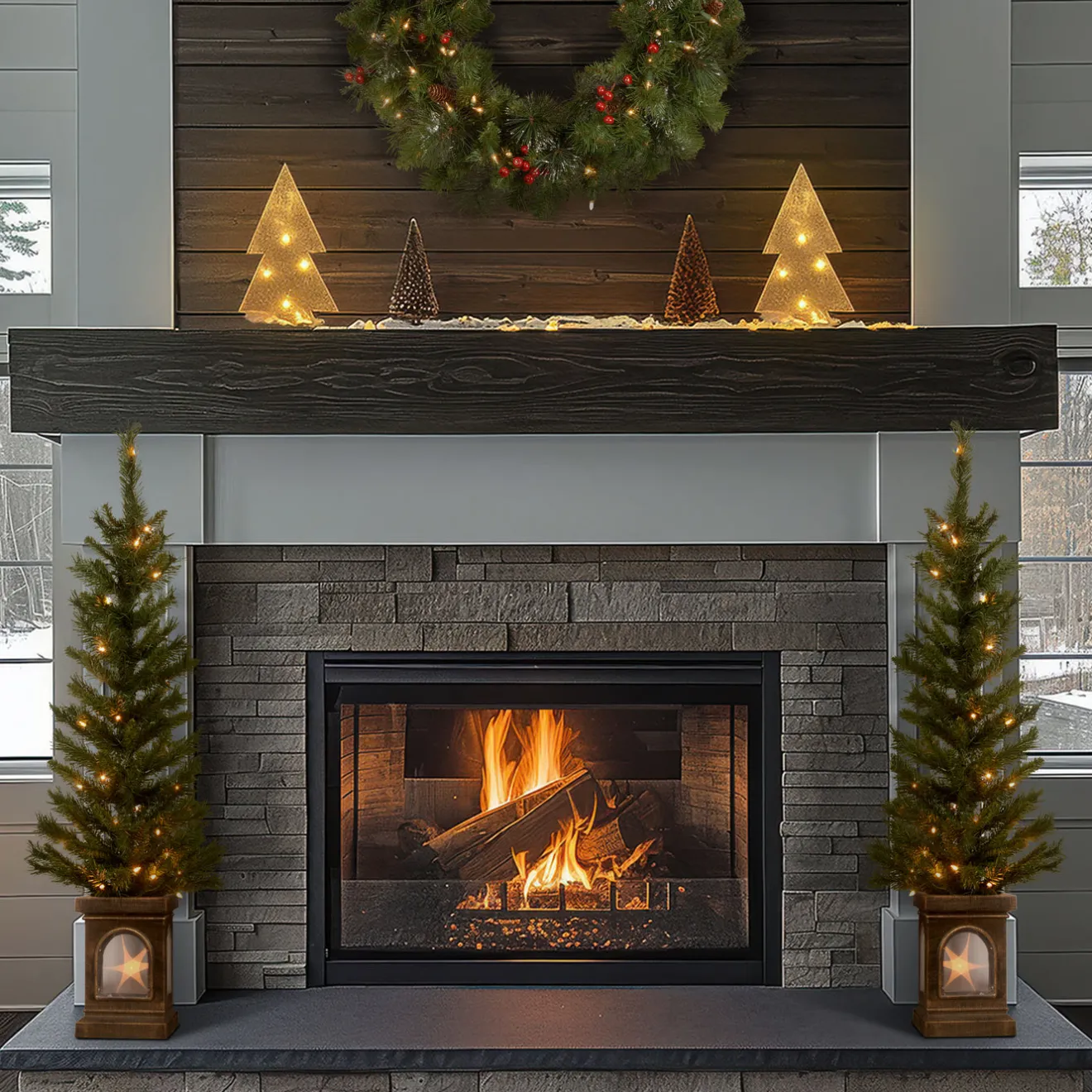 4 ft. Pre-Lit Leigh Valley Tree Set with Clear Lights Entrance|Pre-Lit