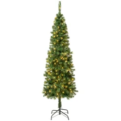 Online 6 ft. Pre-Lit Linden Spruce Slim Tree with Warm White LED Lights Slim|Pre-Lit