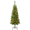 Outlet 4.5 ft. Pre-lit Linden Spruce Wrapped Tree with Warm White LED Lights Slim|Under 5 Feet