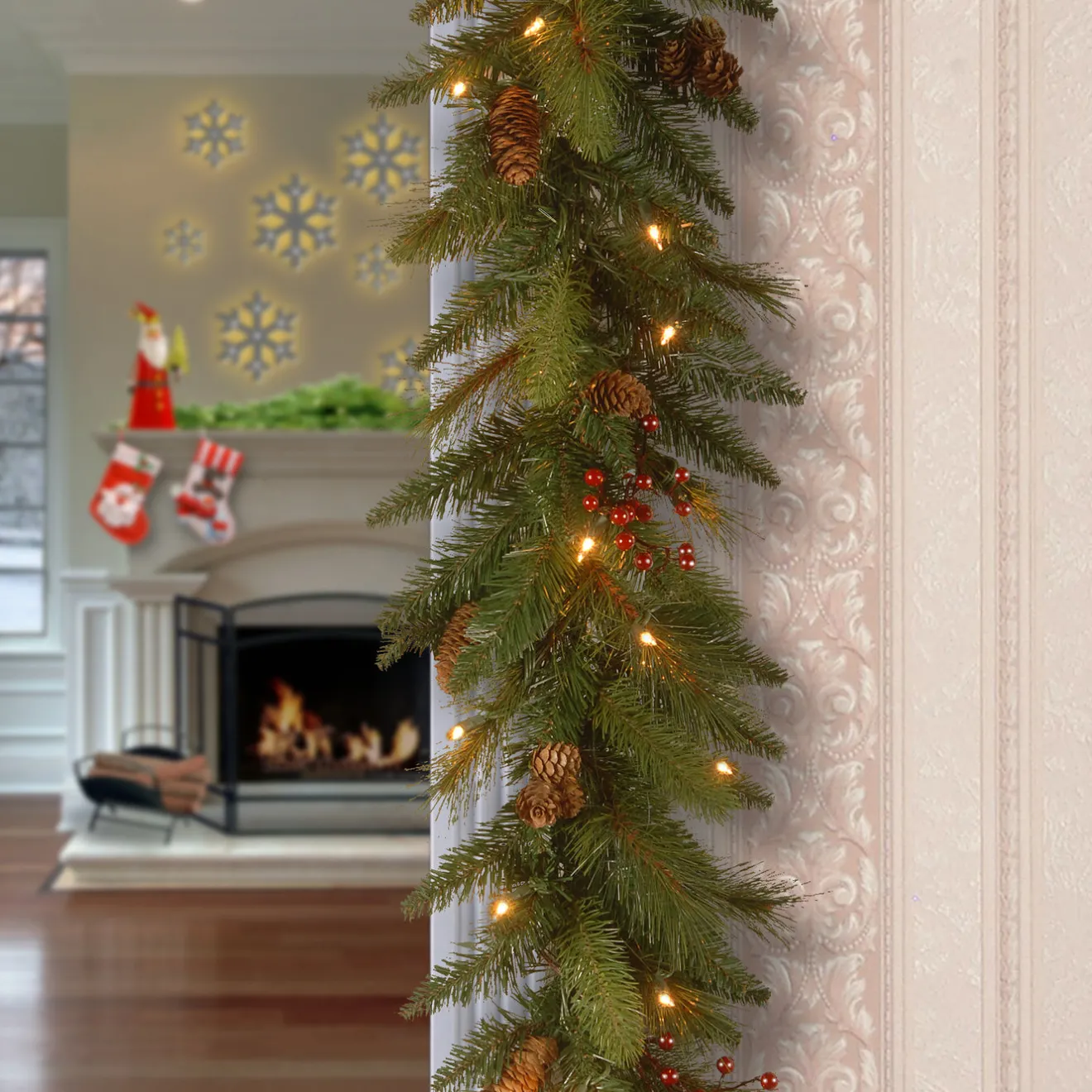 Discount 6 ft. Pre-Lit Long Needle Pine Cone Garland with Clear Lights Pre-Lit Christmas Garlands|3-6 Feet Christmas Garlands