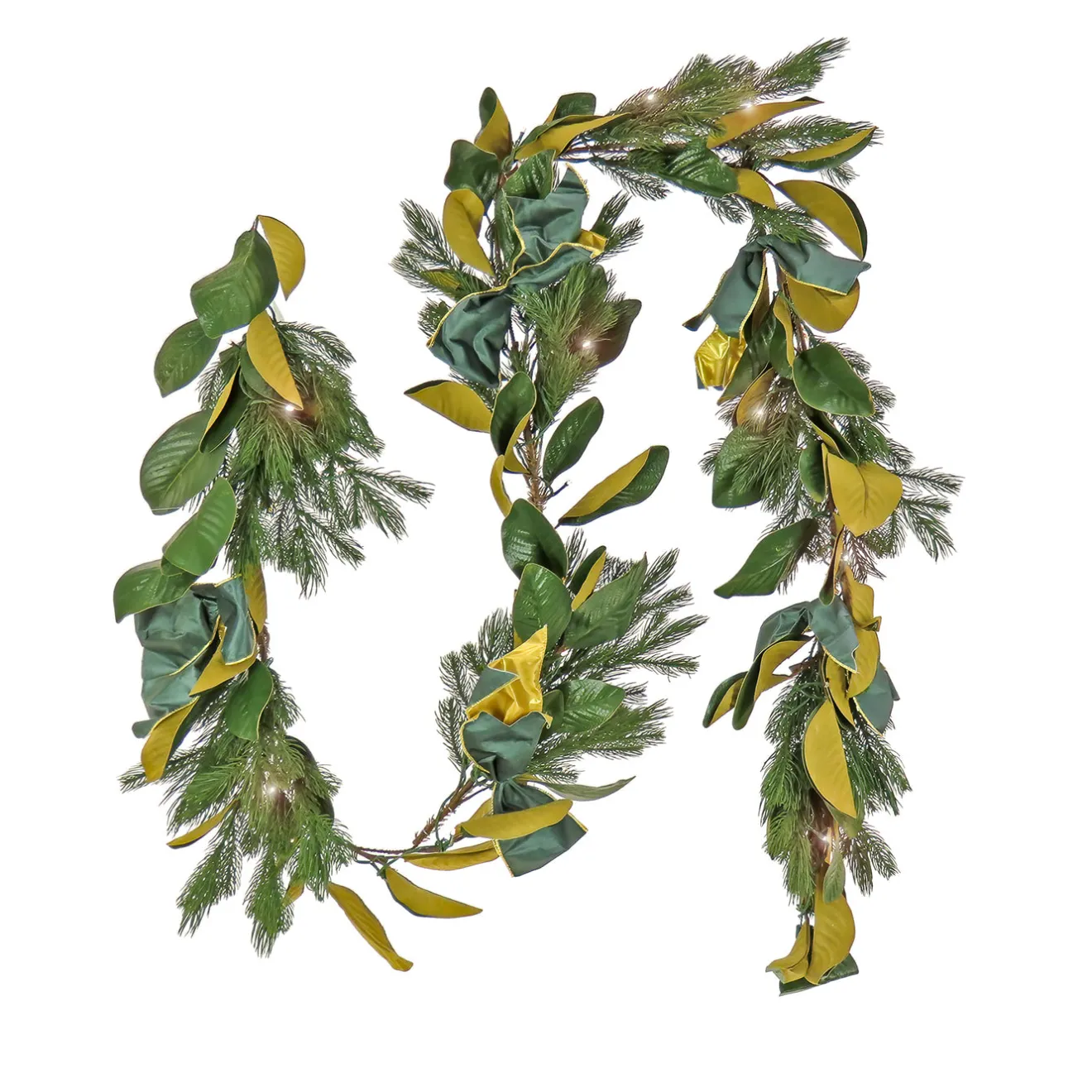 Best 9 ft. Pre-Lit Magnolia Mix Pine Garland with Warm White LED Lights Pre-Lit Christmas Garlands|7-10 Feet Christmas Garlands