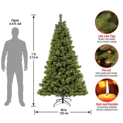 Outlet 7 ft. Pre-Lit Maine Pine Tree with LED Lights Pre-Lit|Full