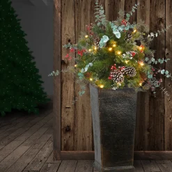 Clearance 3 ft. Pre-Lit Meadow Basin Tree with LED Lights Full|Pre-Lit