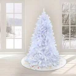 Discount 7.5 ft. Pre-Lit Millville White Tree with PowerConnect Warm White LED Lights Full|Pre-Lit