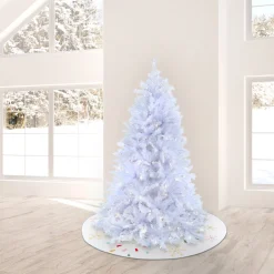 Online 9 ft. Pre-Lit Millville White Tree with PowerConnect Dual Color LED Lights Full|Pre-Lit