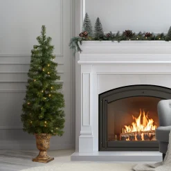 Discount 4 ft. Pre-Lit Montclair Spruce Tree with Clear Lights Entrance|Pre-Lit