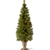 Hot 5 ft. Pre-Lit Montclair Spruce Slim Tree with Clear Lights Entrance|Pre-Lit