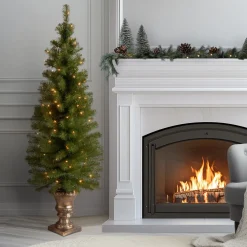 Hot 5 ft. Pre-Lit Montclair Spruce Slim Tree with Clear Lights Entrance|Pre-Lit