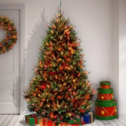 Sale 7.5 ft. Pre-Lit Natural Fraser Fir Tree with Multicolor Lights Medium|Pre-Lit