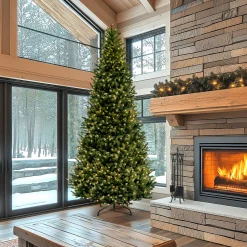 Hot 10 ft. Pre-Lit Natural Fraser Slim Fir Tree with Clear Lights Slim|Pre-Lit