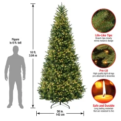 Hot 10 ft. Pre-Lit Natural Fraser Slim Fir Tree with Clear Lights Slim|Pre-Lit