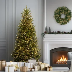 6.5 ft. Pre-Lit Natural Fraser Fir Slim Tree with Clear Lights Slim|Pre-Lit