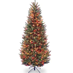 6.5 ft. Pre-Lit Natural Fraser Fir Slim Tree with Multicolor Lights Slim|Pre-Lit