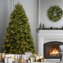 Discount 8 ft. Pre-Lit Newberry Spruce Tree with PowerConnect Dual Color LED Lights 8 To 8.5 Feet
