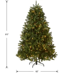Discount 8 ft. Pre-Lit Newberry Spruce Tree with PowerConnect Dual Color LED Lights 8 To 8.5 Feet