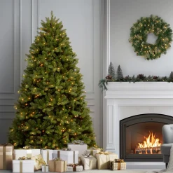 Clearance 7.5 ft. Pre-Lit Newberry Spruce Tree with Clear Lights Full|Pre-Lit