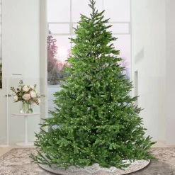New 10 ft. Pre-lit Noble Fir Hinged Tree with Dual Color Lights Full|10 To 11.5 Feet