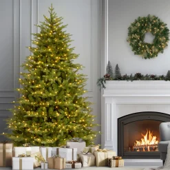 Sale 9 ft. Pre-Lit Nordic Spruce Medium Tree with Clear Lights Full|Pre-Lit