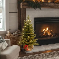 Clearance 3 ft. Pre-Lit Nordic Spruce Tree with LED Lights Tabletop|Pre-Lit