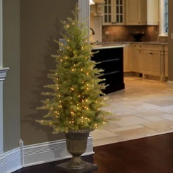 Outlet 4 ft. Pre-Lit Nordic Spruce Tree with Clear Lights Slim|Pre-Lit