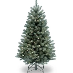 Discount 4.5 ft. Pre-Lit North Valley Blue Spruce Tree with Clear Lights Full|Pre-Lit