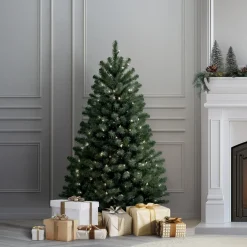 Discount 4.5 ft. Pre-Lit North Valley Blue Spruce Tree with Clear Lights Full|Pre-Lit