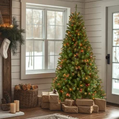 6.5 ft. Pre-Lit North Valley Spruce Tree with Multicolor Lights Full|Pre-Lit