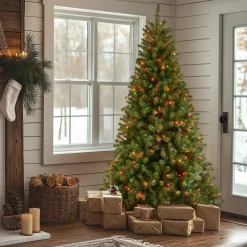 Best 7 ft. Pre-Lit North Valley Spruce Tree with Multicolor Lights Full|Pre-Lit