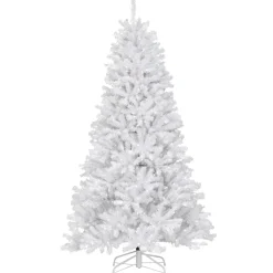 7.5 ft. Pre-Lit North Valley Spruce White Tree with Clear Lights Full|Pre-Lit