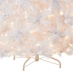 7.5 ft. Pre-Lit North Valley Spruce White Tree with Clear Lights Full|Pre-Lit