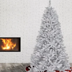 7.5 ft. Pre-Lit North Valley Spruce White Tree with Clear Lights Full|Pre-Lit