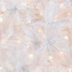Outlet 9 ft. Pre-Lit North Valley Spruce White Tree with Clear Lights Full|Pre-Lit