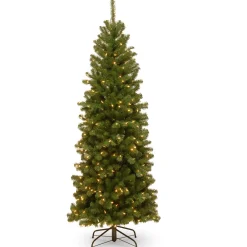 Hot 6 ft. Pre-Lit North Valley Spruce Pencil Slim Tree with Clear Lights Pencil Slim|Pre-Lit