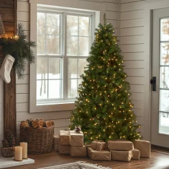 Clearance 6 ft. Pre-Lit North Valley Spruce Tree with Clear Lights Full|Pre-Lit