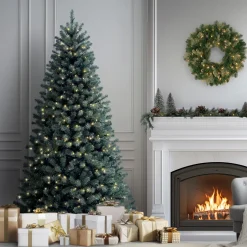 Best 7 ft. Pre-Lit North Valley Spruce Blue Tree with Clear Lights Full|Pre-Lit