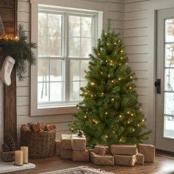 Sale 4.5 ft. Pre-Lit North Valley Spruce Tree with Clear Lights Full|Pre-Lit