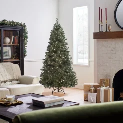 New 6.5 ft. Pre-Lit North Valley Spruce Blue Tree with Clear Lights Full|Pre-Lit