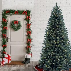 New 6.5 ft. Pre-Lit North Valley Spruce Blue Tree with Clear Lights Full|Pre-Lit
