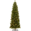 Online 7.5 ft. Pre-Lit North Valley Spruce Pencil Slim Tree with Clear Lights Full|Pre-Lit
