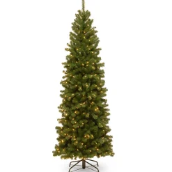 Online 7.5 ft. Pre-Lit North Valley Spruce Pencil Slim Tree with Clear Lights Full|Pre-Lit