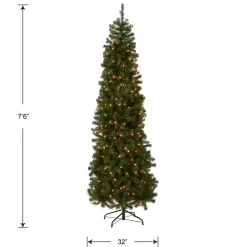 Online 7.5 ft. Pre-Lit North Valley Spruce Pencil Slim Tree with Clear Lights Full|Pre-Lit