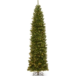 Best 9 ft. Pre-Lit North Valley Spruce Pencil Slim Tree with Clear Lights Pencil Slim|9 To 9.5 Feet